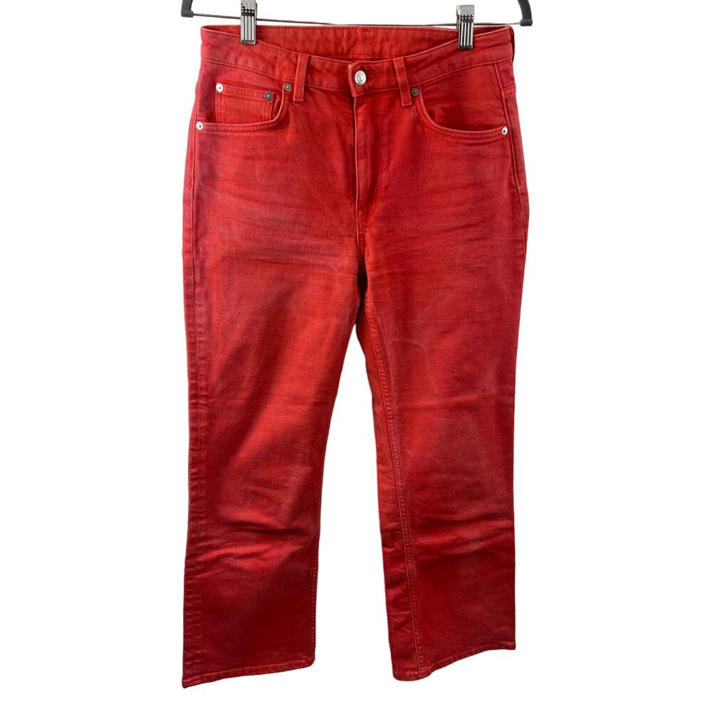 ARKET Womens Orange Cotton Stretch High Rise Straight Leg Denim jeans Size EU29